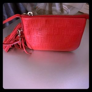 Fendi Red Leather Wristlet